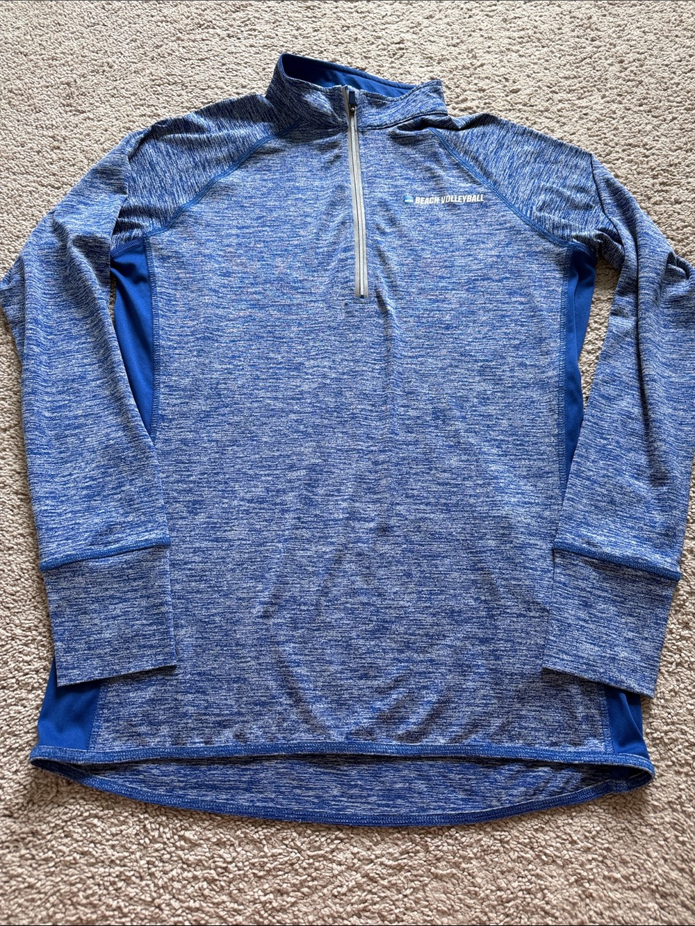 Women’s Medium Beach Volleyball Heathered Blue Half-Zip Performance Top